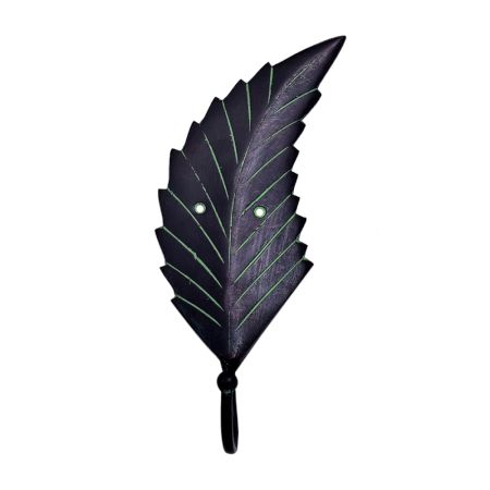 Antique Green Brass Leaf Key Hooks For Wall